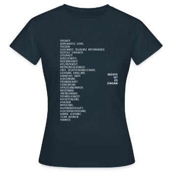 Rechts Ist Es Einsam Links Politik Liebe Geschenk - Frauen T-Shirt - Navy - Vorne - AI Model Female 172 dark (172cm)