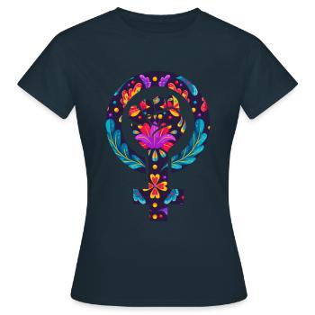 Women's Symbol Feminism Women's Power Girl Gift - Women's T-Shirt - navy - Front - AI Model Female 172 dark (172cm)