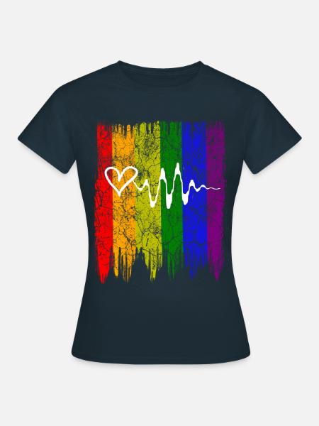 Regenbogen Herz - Frauen T-Shirt - Navy