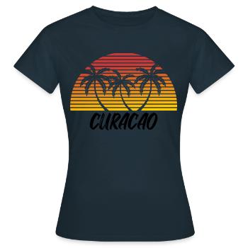 Curacao - Frauen T-Shirt - Navy - Vorne - AI Model Female 172 dark (172cm)