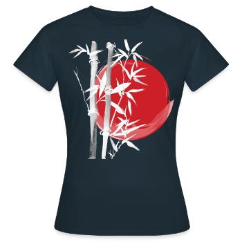 Japon Asie Bamboo Sun Kanji simple nature - T-shirt Femme - marine - Devant - AI Model Female 172 dark (172cm)