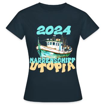 Utopia de la Nef des fous 2024 - Dates - T-shirt Femme - marine - Devant - AI Model Female 172 dark (172cm)