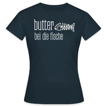 Butter with the fish. fish bone - Women's T-Shirt - navy - Front - AI Model Female 172 dark (172cm)