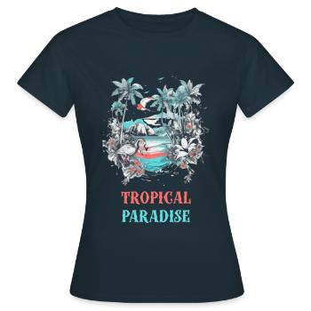 Tropisches Paradies - Frauen T-Shirt - Navy - Vorne - AI Model Female 172 dark (172cm)