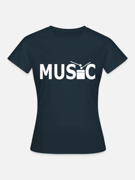 DRUM MUSIC WHITE - Frauen T-Shirt - Navy
