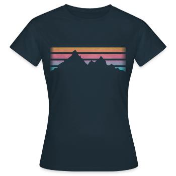 MONTAGNES - RANDONNÉE - RETRO Stripes - T-shirt Femme - marine - Devant - AI Model Female 172 dark (172cm)