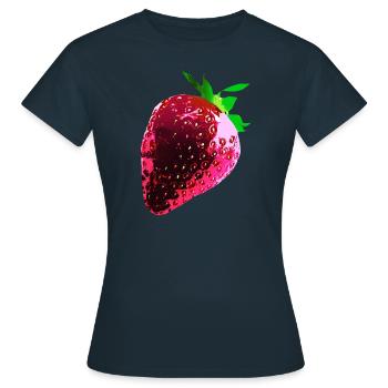 Fraise, fraise rouge, pop art, abstrait, rouge - T-shirt Femme - marine - Devant - AI Model Female 172 dark (172cm)