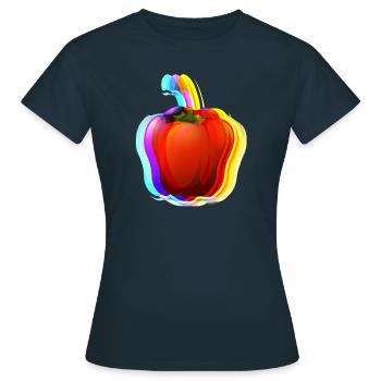 Habanero,chilli, bunt, verlauf ,schein - Frauen T-Shirt - Navy - Vorne - AI Model Female 172 dark (172cm)