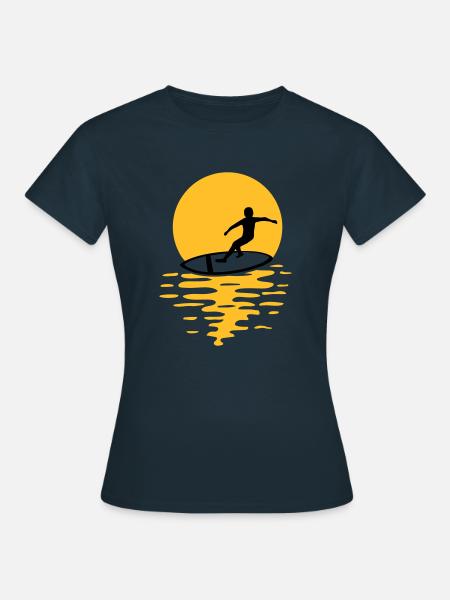 Sonne Abend Surfer - Frauen T-Shirt - Navy