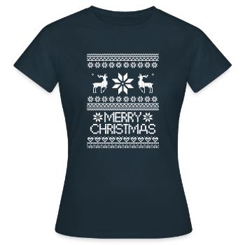 Noël photo fête de famille - T-shirt Femme - marine - Devant - AI Model Female 172 dark (172cm)