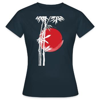 Japon Asie Bamboo Sun Kanji simple nature - T-shirt Femme - marine - Devant - AI Model Female 172 dark (172cm)