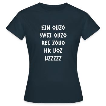 Ouzo grecque grec liqueur anis fête alcool - T-shirt Femme - marine - Devant - AI Model Female 172 dark (172cm)