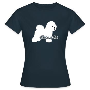 Bichon Frise - Frauen T-Shirt - Navy - Vorne - AI Model Female 172 dark (172cm)