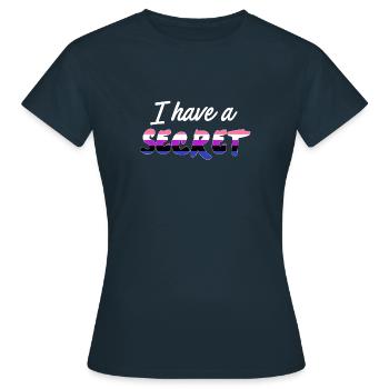 Ich habe ein Geheimnis, Genderfluid - Frauen T-Shirt - Navy - Vorne - AI Model Female 172 dark (172cm)