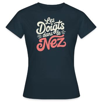 Les doigts dans le nez - T-shirt Femme - marine - Devant - AI Model Female 172 dark (172cm)