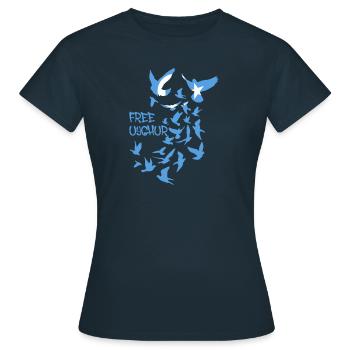 pigeons,oiseaux,troupeaux d’oiseaux,ouïghours libres,ouïghours - T-shirt Femme - marine - Devant - AI Model Female 172 dark (172cm)