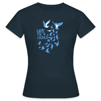 pigeons,oiseaux,troupeaux d’oiseaux,ouïghours libres,ouïghours - T-shirt Femme - marine - Devant - AI Model Female 172 dark (172cm)