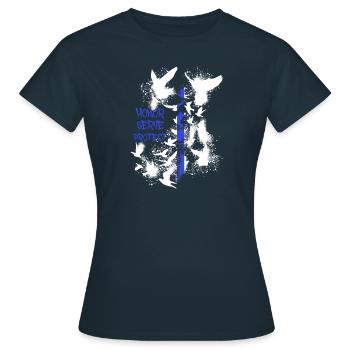 usa,flagge,tauben,friede,amerika,blue line - Frauen T-Shirt - Navy - Vorne - AI Model Female 172 dark (172cm)