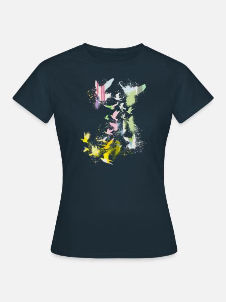 tauben,taube,vögel,vogelschwarm,graffiti,pastell - Frauen T-Shirt - Navy