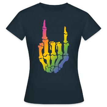 Peace Love Metal Regenbogenfarbe - Musik - Frauen T-Shirt - Navy - Vorne - AI Model Female 172 dark (172cm)