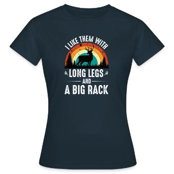 geweih hirsch reh jaeger berge huegel alpen wander - Frauen T-Shirt - Navy - Vorne - AI Model Female 172 dark (172cm)