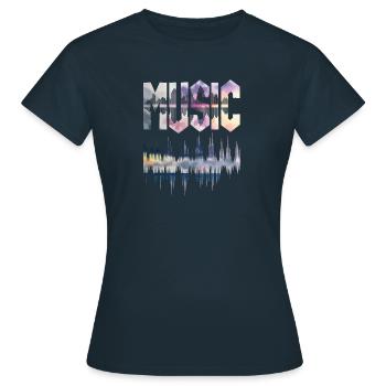 Vinyl Musiker Retro Musik Vinyl Vintage Musizieren - Frauen T-Shirt - Navy - Vorne - AI Model Female 172 dark (172cm)