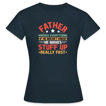 Papa schlechter Einfluss - Vater Geschenk - Frauen T-Shirt - Navy - Vorne - AI Model Female 172 dark (172cm)