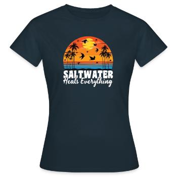 Salzwasser Strandleben Meer Salz Salziges Wasser - Frauen T-Shirt - Navy - Vorne - AI Model Female 172 dark (172cm)