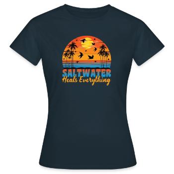 Salzwasser Strandleben Meer Salz Salziges Wasser - Frauen T-Shirt - Navy - Vorne - AI Model Female 172 dark (172cm)