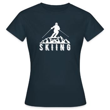 Skieurs Montagnes Descente Ski Sport Skis Ski Ski - T-shirt Femme - marine - Devant - AI Model Female 172 dark (172cm)