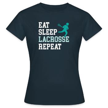 Les joueurs de crosse jouent à Lacrosse Relax Lacrosse - T-shirt Femme - marine - Devant - AI Model Female 172 dark (172cm)