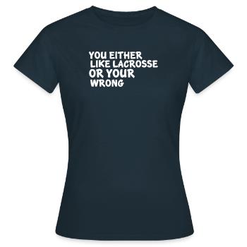 Lacrosse Spieler spielen Lacrosse Relax Lacrosse - Frauen T-Shirt - Navy - Vorne - AI Model Female 172 dark (172cm)