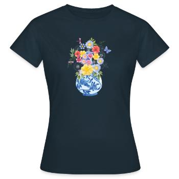 Vrilles de fleurs Vase Bouquet Bouquet Fleurs - T-shirt Femme - marine - Devant - AI Model Female 172 dark (172cm)