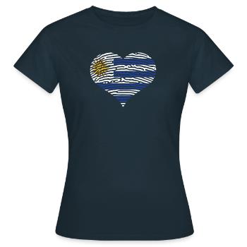 Uruguay Flagge Herz Lateinamerika Reisen Urlaub - Frauen T-Shirt - Navy - Vorne - AI Model Female 172 dark (172cm)