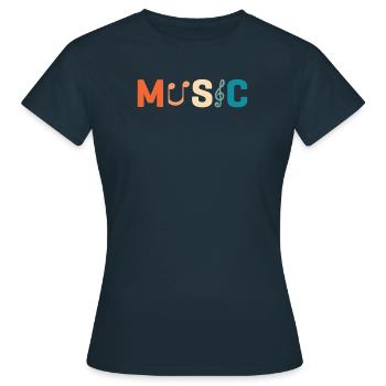 Vinyl Musiker Retro Musik Vinyl Vintage Musizieren - Frauen T-Shirt - Navy - Vorne - AI Model Female 172 dark (172cm)