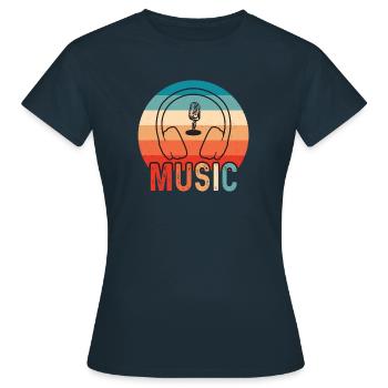 Vinyl Musiker Retro Musik Vinyl Vintage Musizieren - Frauen T-Shirt - Navy - Vorne - AI Model Female 172 dark (172cm)