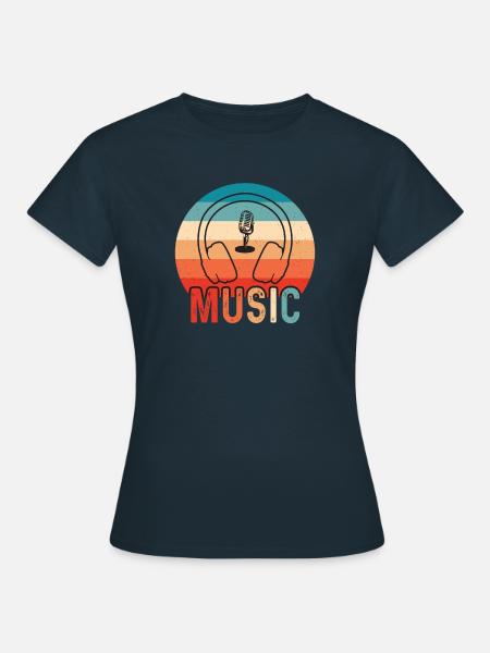Vinyl Musiker Retro Musik Vinyl Vintage Musizieren - Frauen T-Shirt - Navy