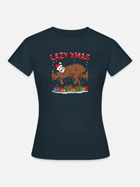Faultier Weihnachten - Frauen T-Shirt - Navy