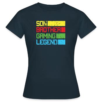Son frère Gamer Légende Jeu Jeu vidéo Gamer - T-shirt Femme - marine - Devant - AI Model Female 172 dark (172cm)