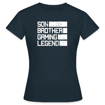 Son frère Gamer Légende Jeu Jeu vidéo Gamer - T-shirt Femme - marine - Devant - AI Model Female 172 dark (172cm)