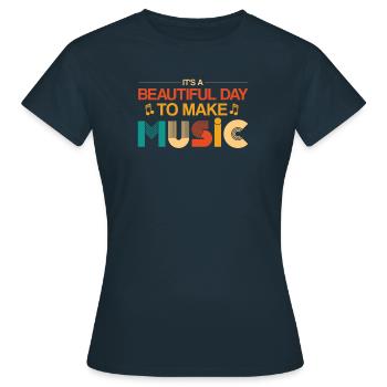 Vinyl Musiker Retro Musik Vinyl Vintage Musizieren - Frauen T-Shirt - Navy - Vorne - AI Model Female 172 dark (172cm)