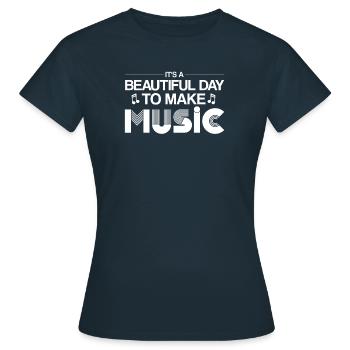 Vinyl Musiker Retro Musik Vinyl Vintage Musizieren - Frauen T-Shirt - Navy - Vorne - AI Model Female 172 dark (172cm)