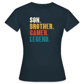 Son frère Gamer Légende Jeu Jeu vidéo Gamer - T-shirt Femme - marine - Devant - AI Model Female 172 dark (172cm)