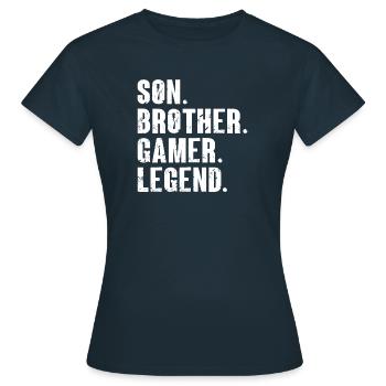 Son frère Gamer Légende Jeu Jeu vidéo Gamer - T-shirt Femme - marine - Devant - AI Model Female 172 dark (172cm)