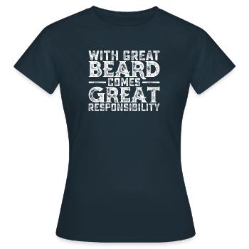 Vollbart und Bartträger Barthaare Schnauzbart - Frauen T-Shirt - Navy - Vorne - AI Model Female 172 dark (172cm)
