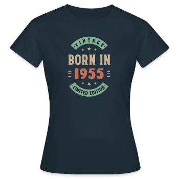 1955 - Year of construction 1955 - Born 1955 - Women's T-Shirt - navy - Front - AI Model Female 172 dark (172cm)