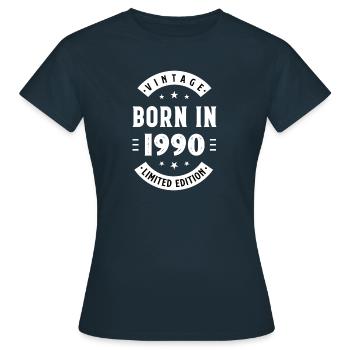 1990 - Baujahr 1990 - Jahrgang 1990 - Frauen T-Shirt - Navy - Vorne - AI Model Female 172 dark (172cm)