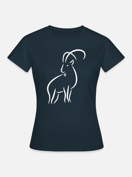 Steinbock Strichzeichnung - Frauen T-Shirt - Navy