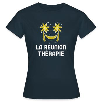 LA REUNION THERAPIE - T-shirt Femme - marine - Devant - AI Model Female 172 dark (172cm)