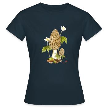 Speise-Morchel und Buschwindröschen - Frauen T-Shirt - Navy - Vorne - AI Model Female 172 dark (172cm)